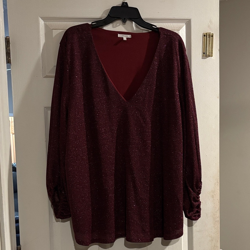 Maurices Burgundy Glitter Blouse